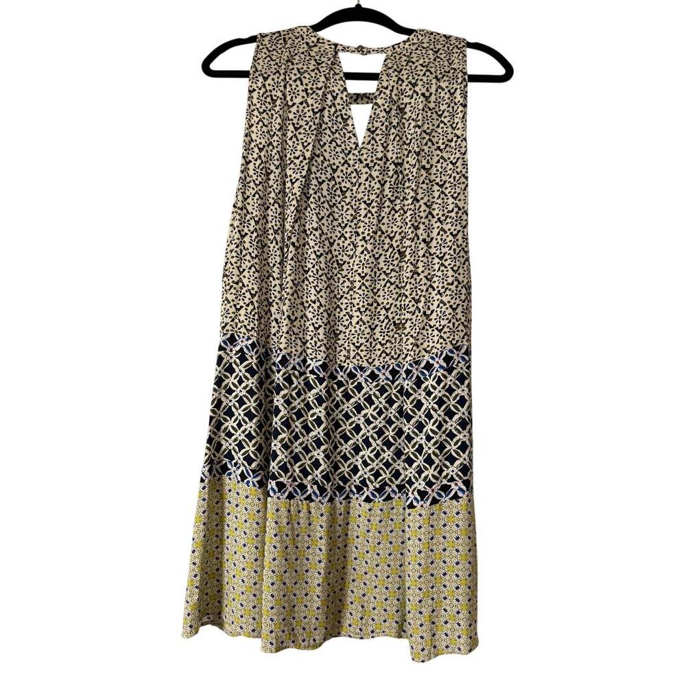 Umgee Boho Patchwork A-Line Midi Dress Size S Navy Green Sleeveless